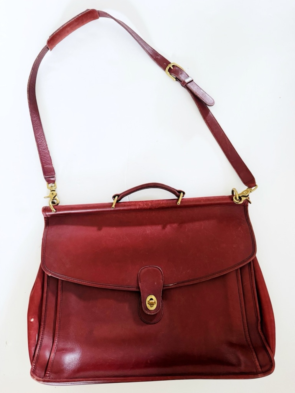 Vtg Coach Classic Flap Briefcase Style 1512-323 (US late 80s/early 90s) Mahogany